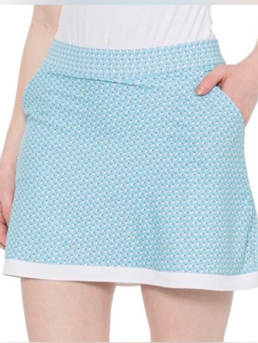 Peter Millar UPF 50+ Sally Mini Skort with White Trim & Pockets - Size Medium